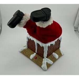 Vintage Gemmy Motionette Christmas Santa Claus Stuck in Fireplace Moves Works